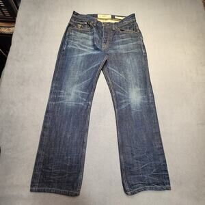 Guess Jeans Mens 30x27 Blue Rebel Straight Leg Distressed Denim